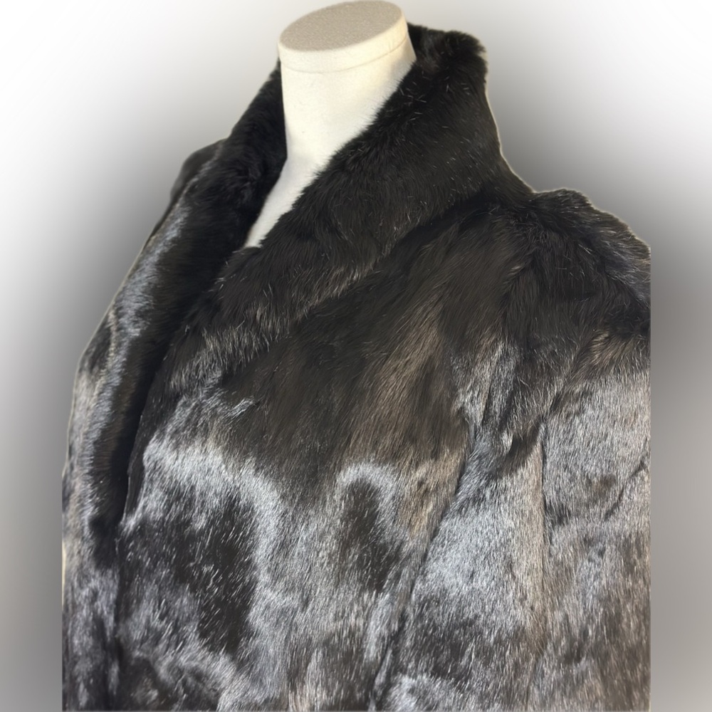 Dyed Black Rabbit Fur Jacket - Picture 2 of 9